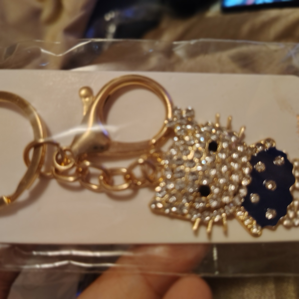 Gold and Red Rhinestone Keychain - Picture 3 of 5